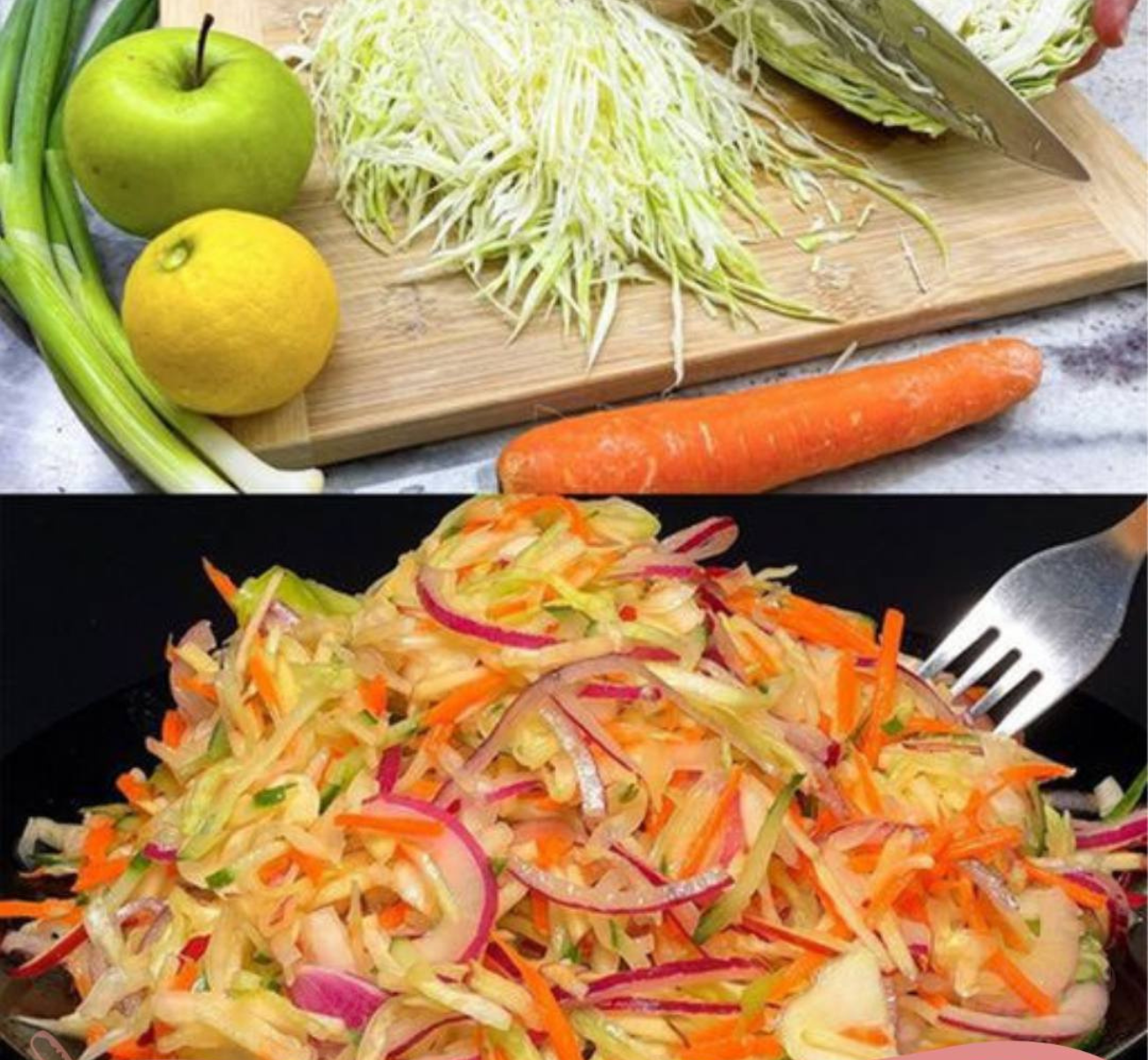 ensalada de repollo, zanahoria y manzana