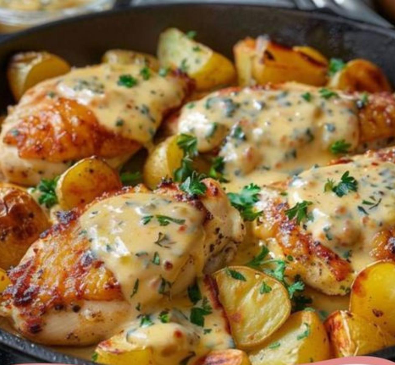 POLLO CON PATATAS EN SALSA DE QUESO 🧀🍗