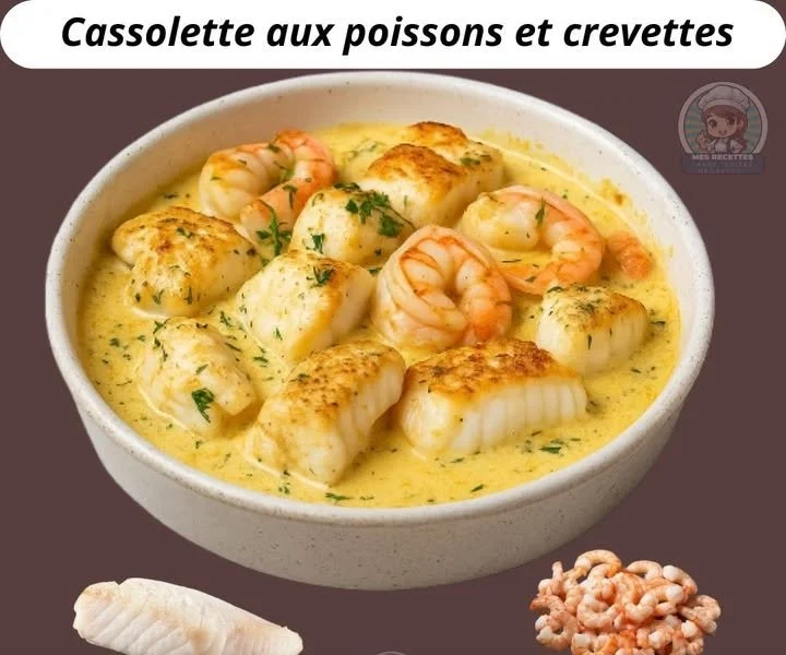 Cassolette aux poissons et crevettes, plat savoureux et réconfortant