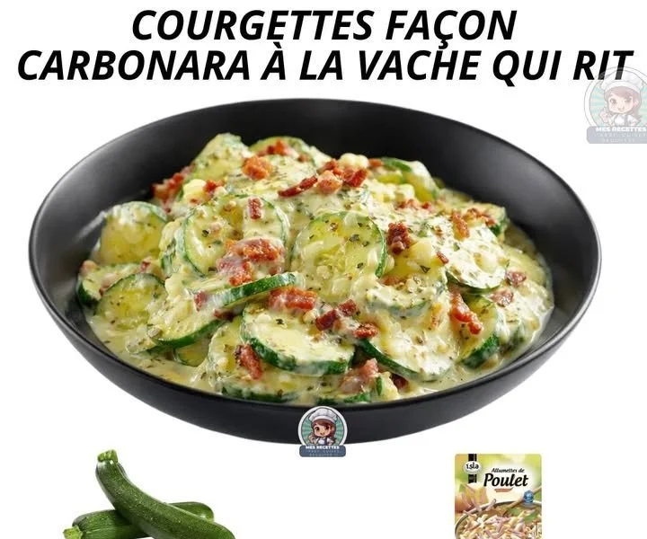 Courgettes façon carbonara à la Vache Qui Rit, un plat savoureux.
