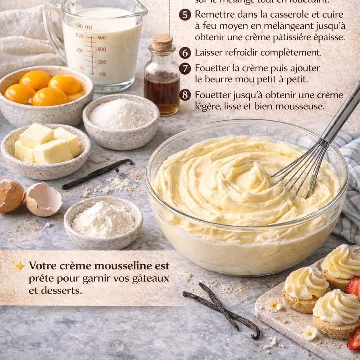 Crème Mousseline savoureuse pour des desserts raffinés et légers