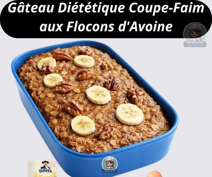 Gâteau diététique coupe-faim aux flocons d'avoine, parfait pour une collation saine.
