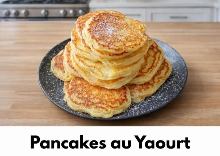 Pancakes moelleux au yaourt sur une assiette