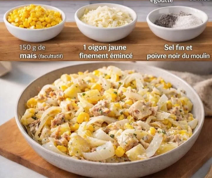 Salade d'endives avec pommes de terre et thon, plat frais et savoureux