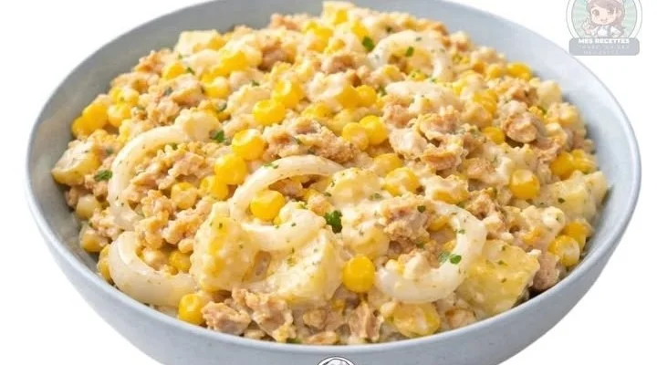 Salade d'endives, pommes de terre et thon dans un bol