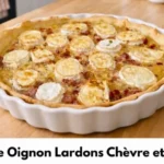 Tarte Oignon Lardons Chèvre et Miel, une délicieuse recette salée avec des ingrédients frais.