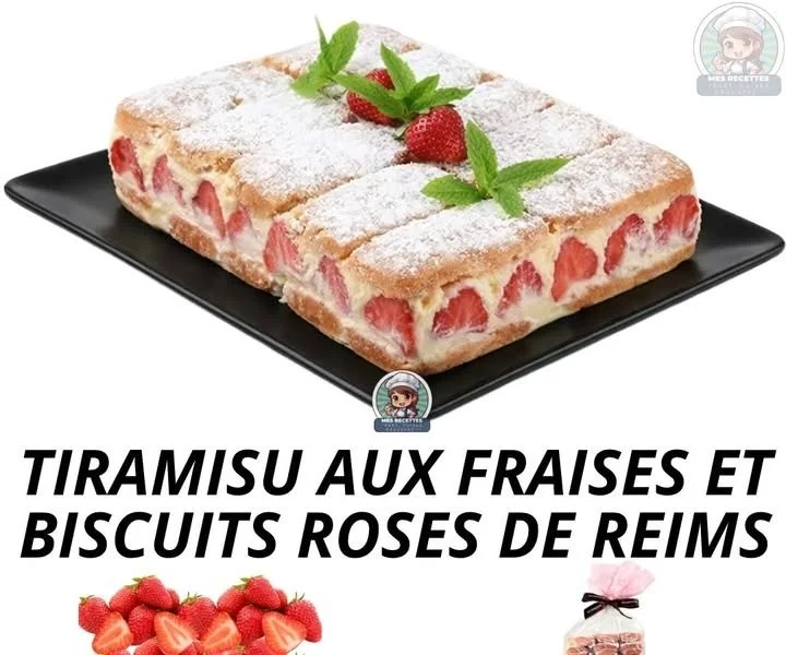 Tiramisu aux fraises et biscuits roses de Reims