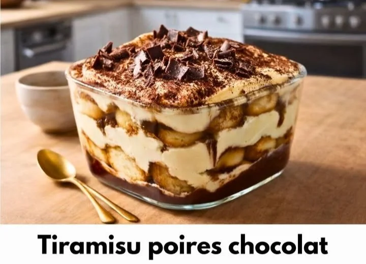 Tiramisu poires chocolat délicieux et crémeux, une recette irrésistible.