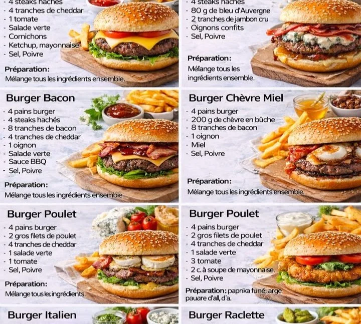 Recettes de burgers délicieux et variés à essayer