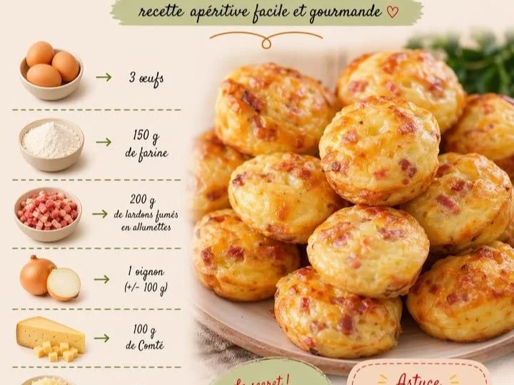 Bouchées croustillantes aux lardons fumés et fromage Comté
