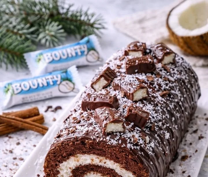 Bûche Bounty Maison, dessert au chocolat et noix de coco fait maison