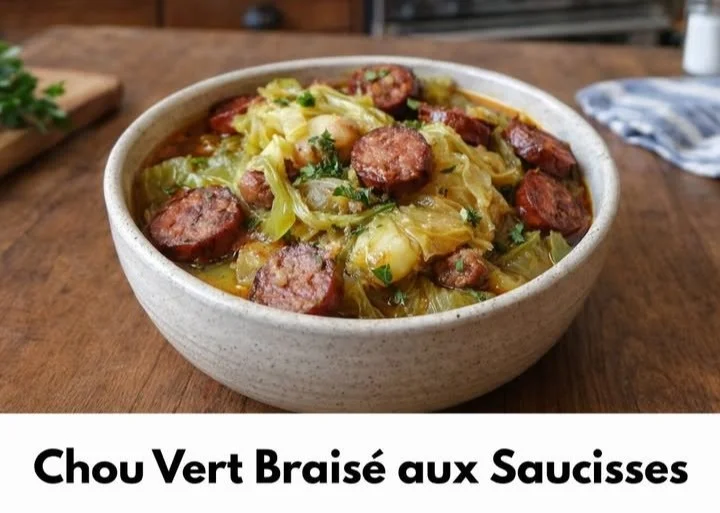 Chou Vert Braisé aux Saucisses, plat réconfortant et savoureux