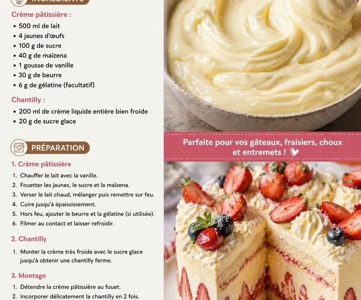 Préparation de Crème Diplomate pour desserts délicats