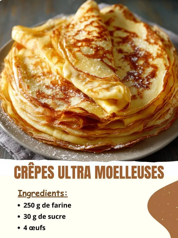 Crêpes ultra moelleuses prêtes à être servies avec garnitures délicieuses.