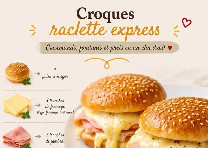 Croques raclette express préparés avec du fromage fondant et des ingrédients frais