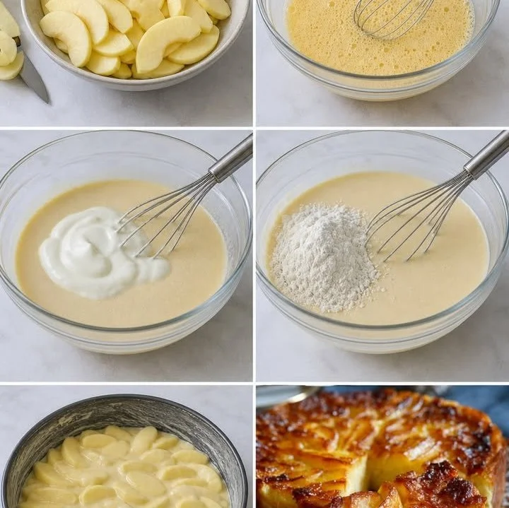 Flan aux pommes et yaourt, un dessert crémeux à base de pommes
