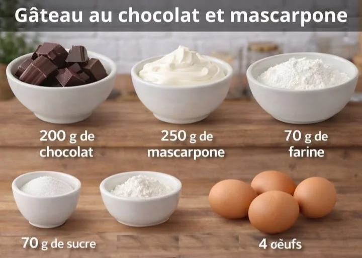 Un gâteau fondant au chocolat et mascarpone, irrésistiblement crémeux et savoureux.