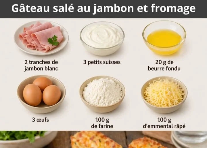Gâteau salé au jambon et fromage, plat savoureux et facile à préparer