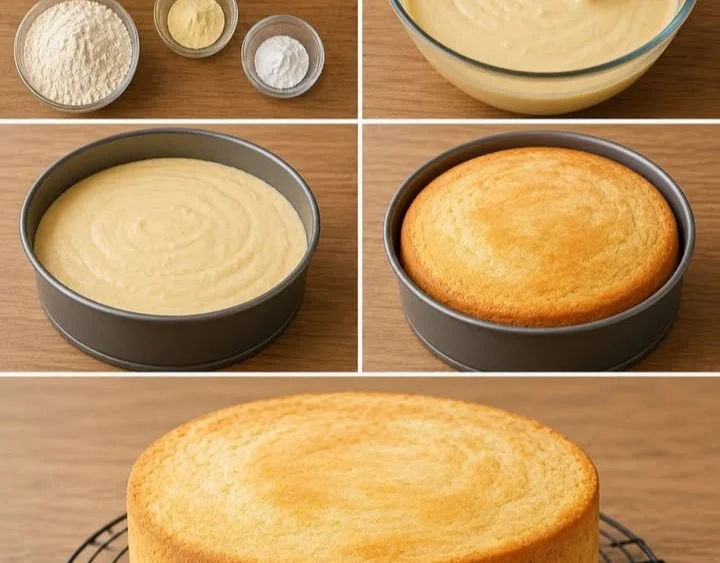 Génoise haute et légère prête à être servie dans un dessert élégant.