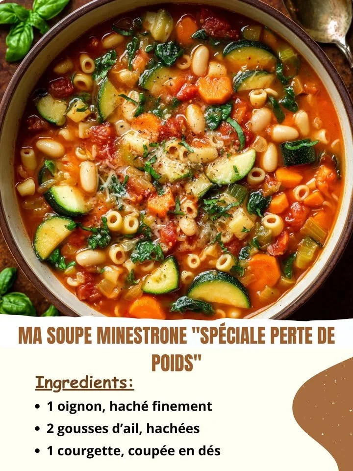 Soupe minestrone spéciale perte de poids avec légumes frais et pâtes