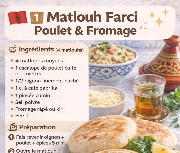 Matlouh farci poulet et fromage, un plat algérien savoureux et réconfortant.