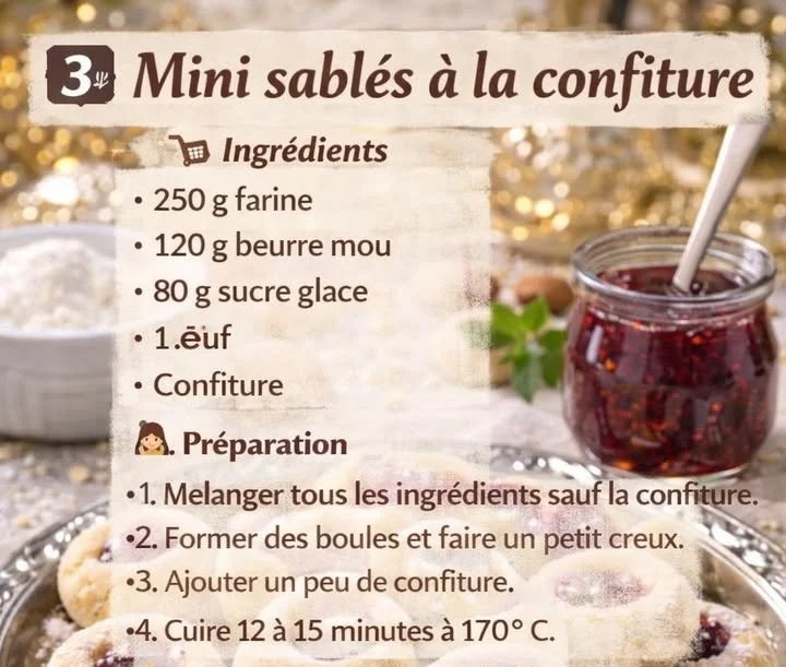 Mini Sablés à la Confiture savoureux et délicats pour une pause gourmande.