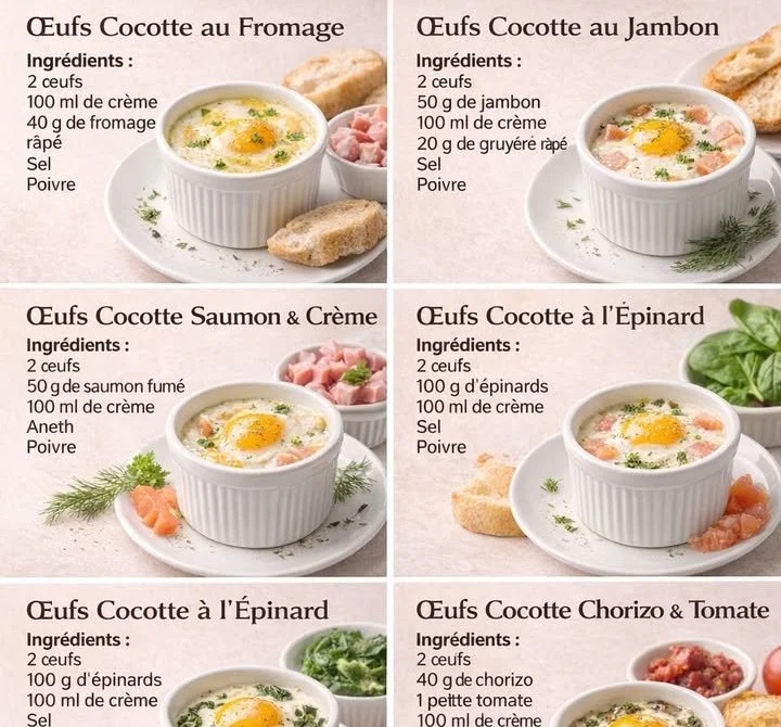 Œufs cocotte au fromage - plat crémeux et savoureux