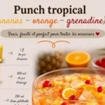 Verre de punch tropical avec des fruits frais.