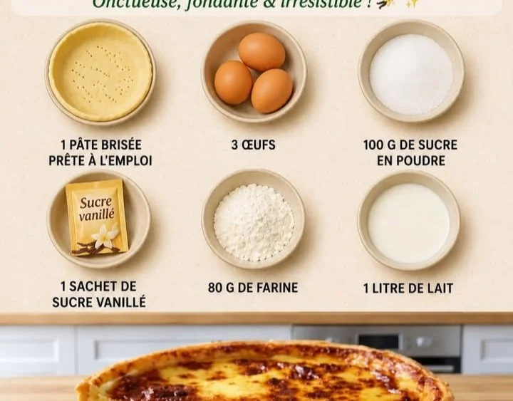 Tarte au flan de grand-mère garnie de caramel et crémeuse