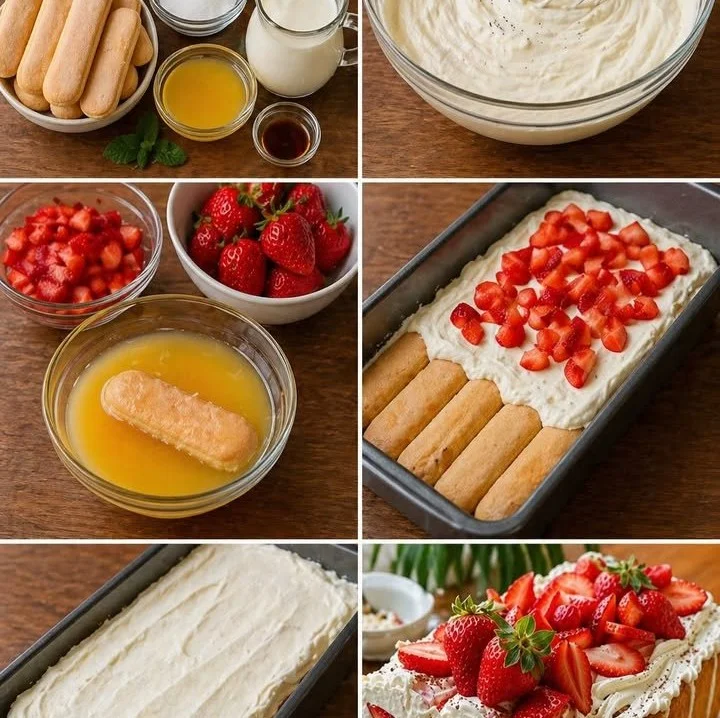 Terrine de boudoirs aux fraises servie dans un plat élégant