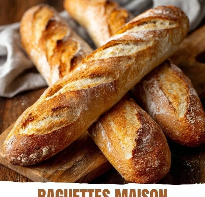 Baguettes Maison dorées et croustillantes sur une planche en bois