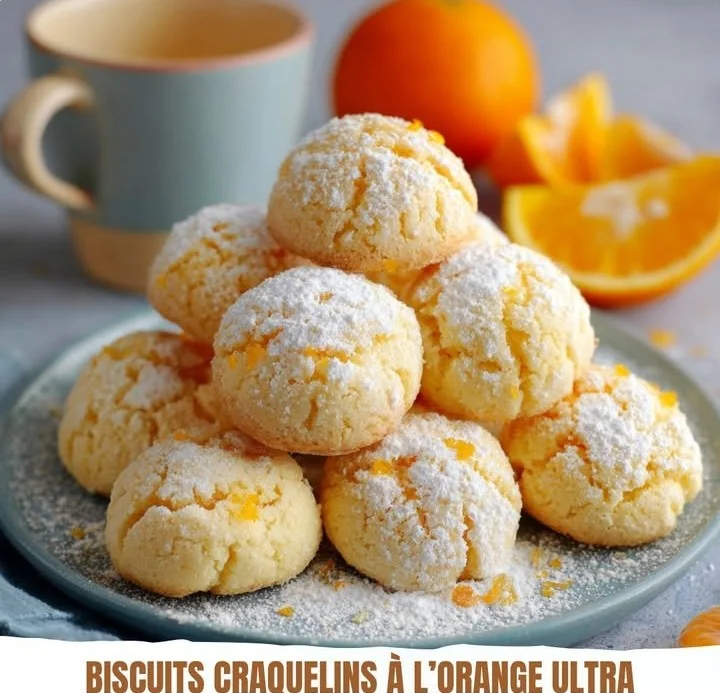 Biscuits craquelins à l’orange fondants et savoureux sur une assiette