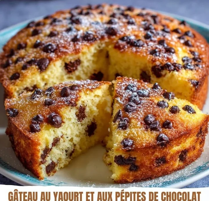 Gâteau au yaourt et aux pépites de chocolat sans cuisson