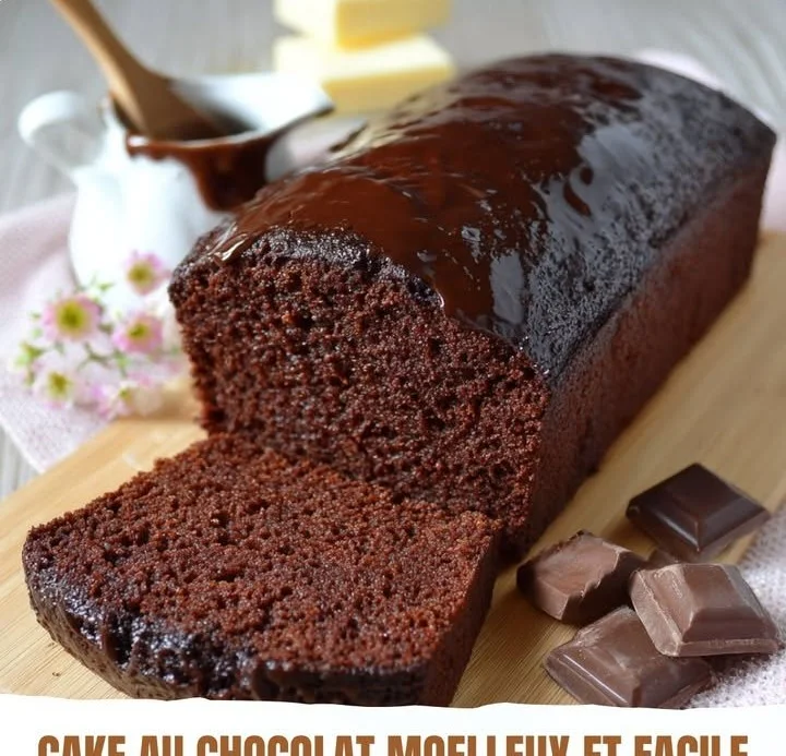 Gâteau au chocolat moelleux et facile à préparer sur une assiette.