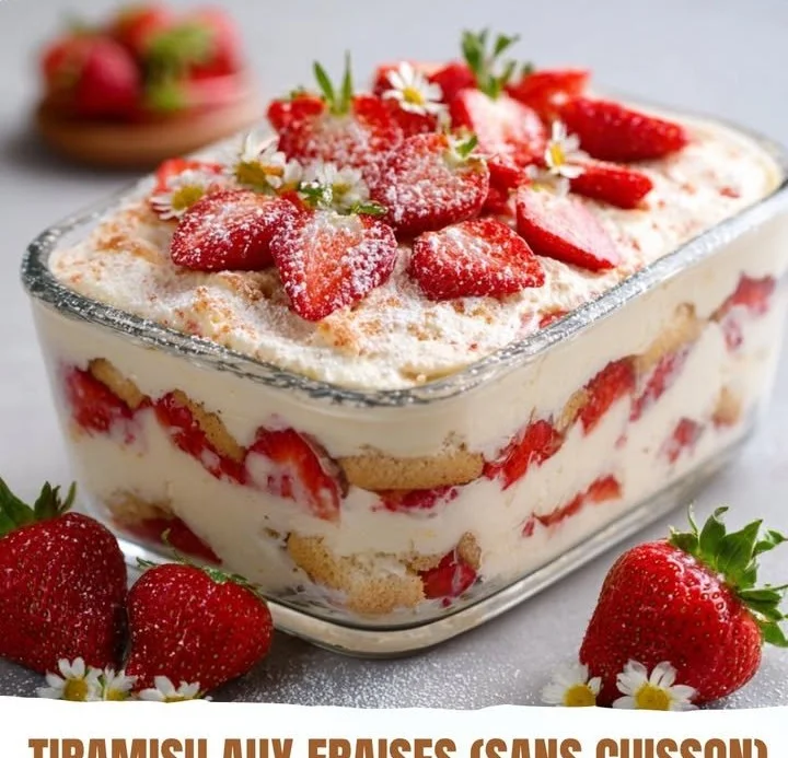 Tiramisu aux Fraises sans cuisson, dessert crémeux et délicieux