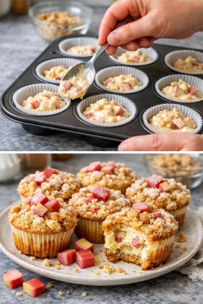 Rhabarber-Muffins mit Streuseln