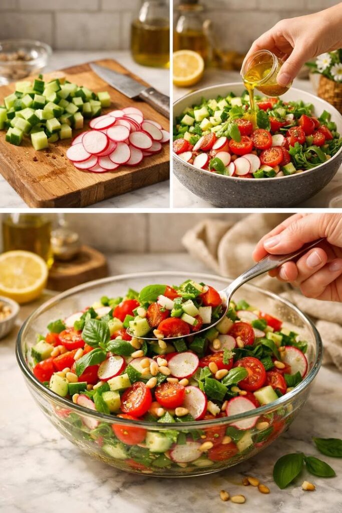 Gurken-Tomaten-Salat mit Radieschen