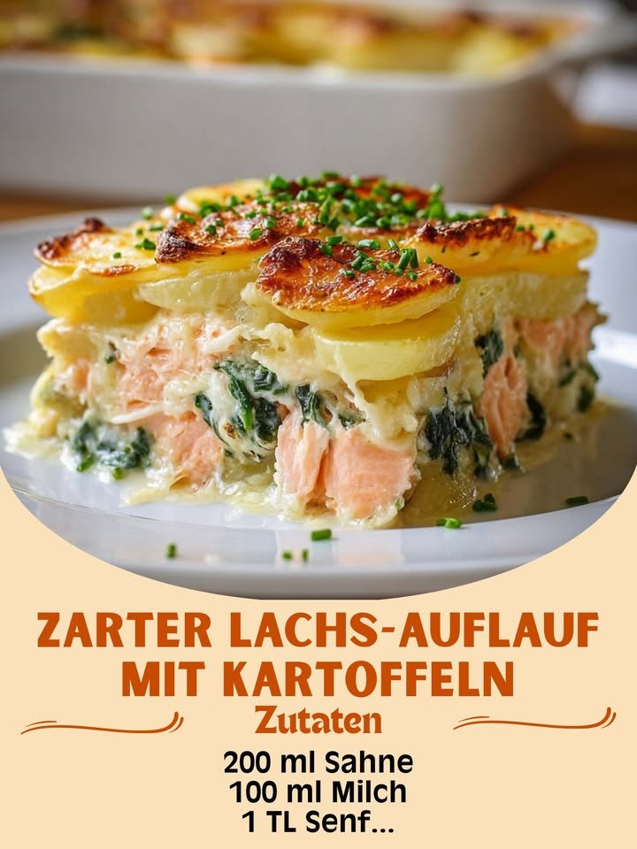 Lachs-Kartoffel-Auflauf mit Spinat