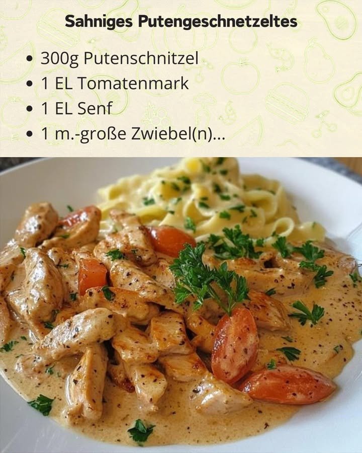 Putengeschnetzeltes mit Paprika-Senf-Sahne