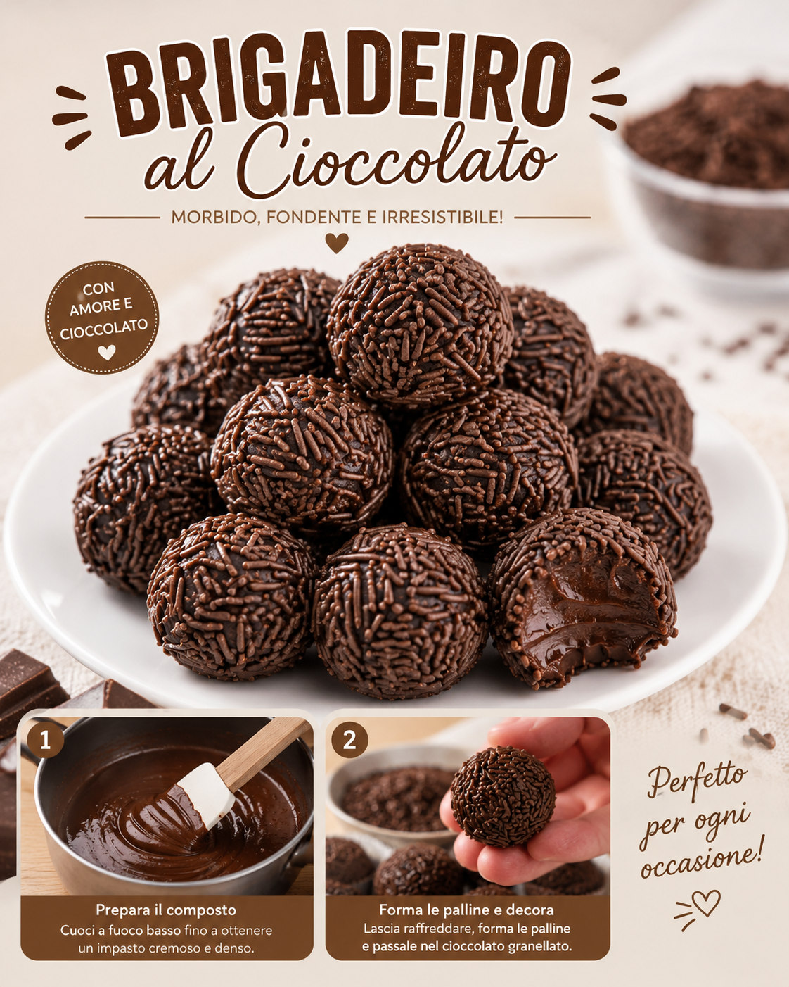 Palline di cioccolato ricoperte di codette scure