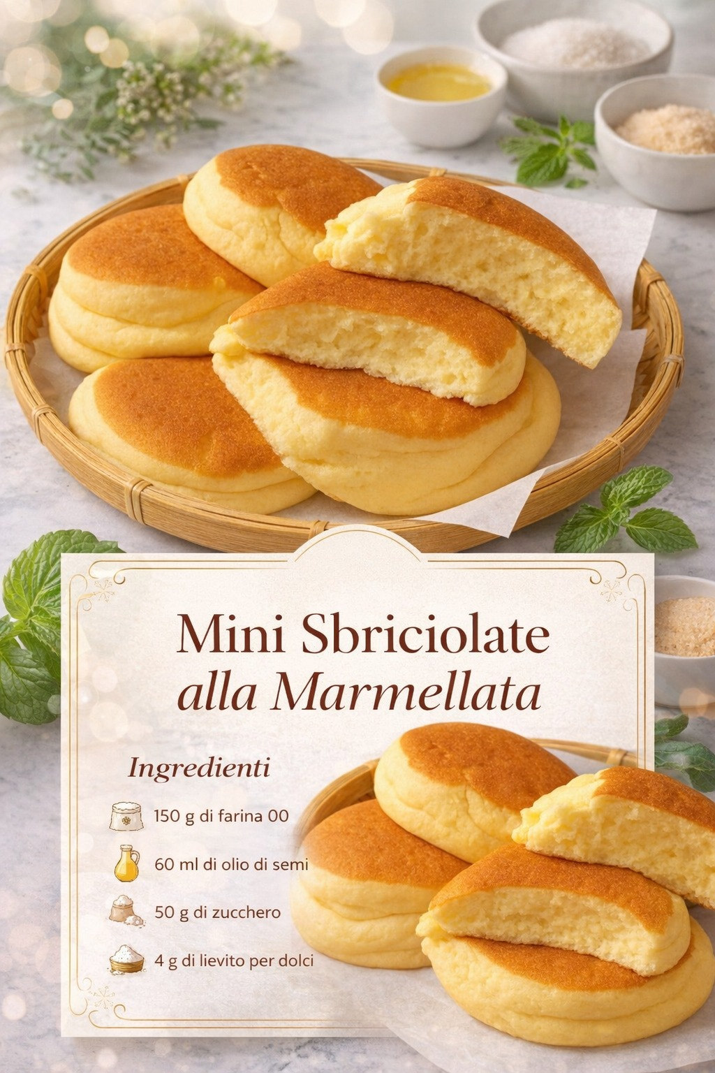 Dolcetti dorati rotondi con ripieno chiaro di marmellata