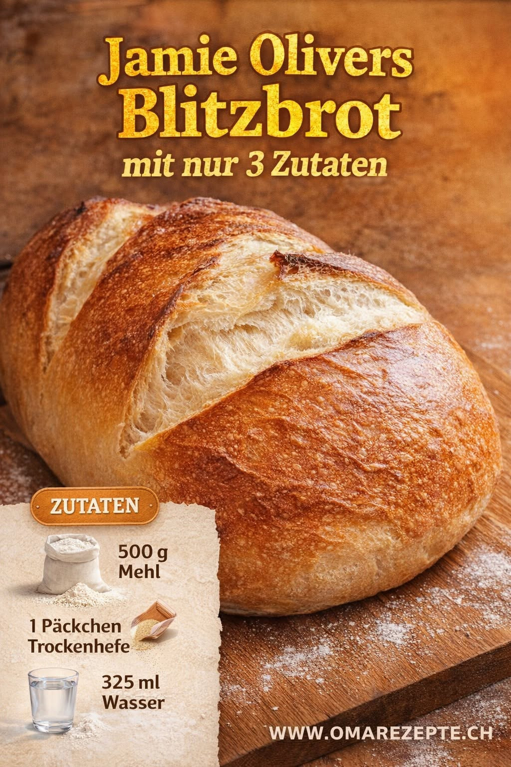 Rundes helles Weizenbrot mit aufgerissener goldbrauner Kruste