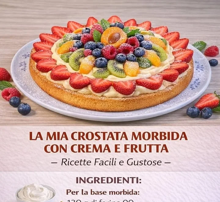 Crostata di frolla con crema pasticcera e frutta